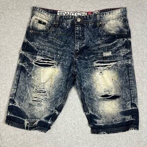 Switch Jean Shorts Mens 42 Distressed Bleach Paint Splatter Denim Streetwear Y2K